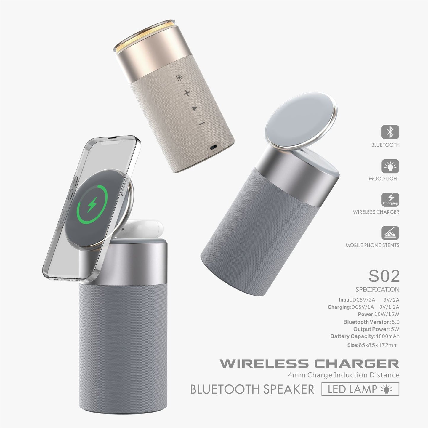 3-in-1 Multi-Function Wireless Speaker With Touch Lamp
